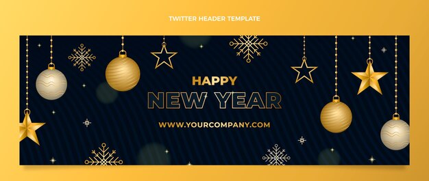 Encabezado de twitter de año nuevo degradado
