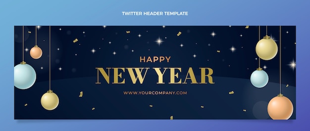 Encabezado de twitter de año nuevo degradado