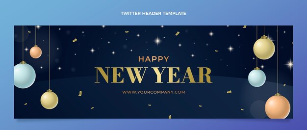 Encabezado de twitter de año nuevo degradado