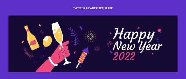 Vector gratuito encabezado de twitter de año nuevo plano