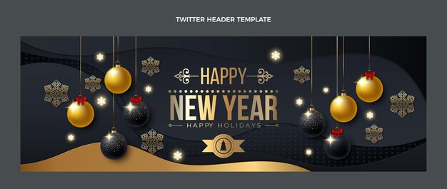 Encabezado de twitter de año nuevo realista