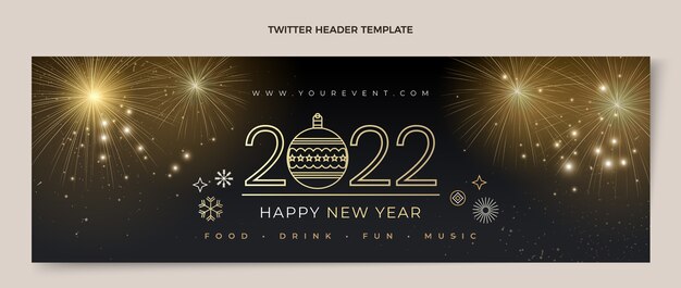 Encabezado de twitter de año nuevo realista