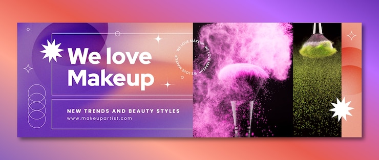 Vector gratuito encabezado de twitter de artista de maquillaje degradado