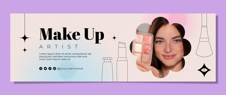 Vector gratuito encabezado de twitter de artista de maquillaje degradado