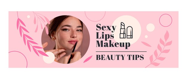 Encabezado de twitter de artista de maquillaje mínimo con hojas