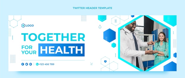 Vector gratuito encabezado de twitter de atención médica