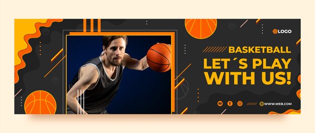 Encabezado de twitter de baloncesto plano