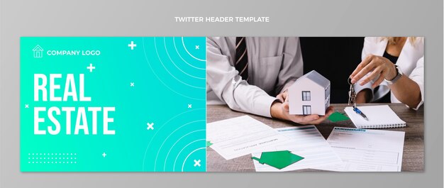 Encabezado de twitter de bienes raíces degradado