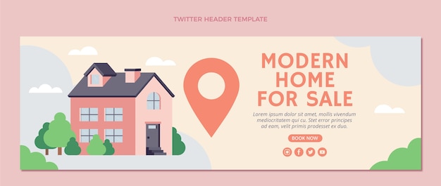 Encabezado de twitter de bienes raíces degradado