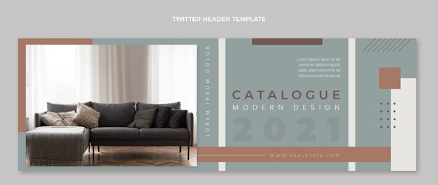 Encabezado de twitter de bienes raíces geométricos de diseño plano