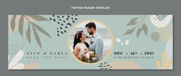 Vector gratuito encabezado de twitter de boda dibujado a mano