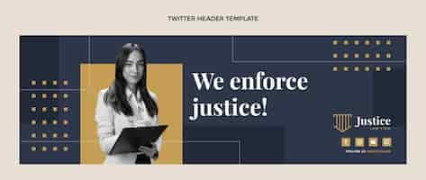 Vector gratuito encabezado de twitter de bufete de abogados de diseño plano