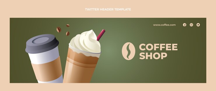 Vector gratuito encabezado de twitter de cafetería realista