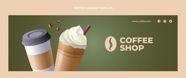 Encabezado de twitter de cafetería realista