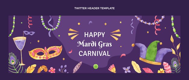 Encabezado de twitter de carnaval de acuarela