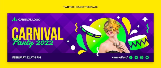 Encabezado de twitter de carnaval degradado