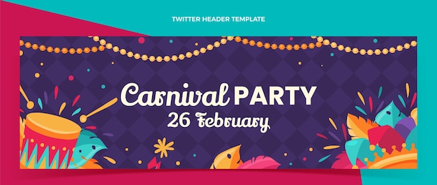 Encabezado de twitter de carnaval plano