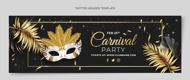 Vector gratuito encabezado de twitter de carnaval realista