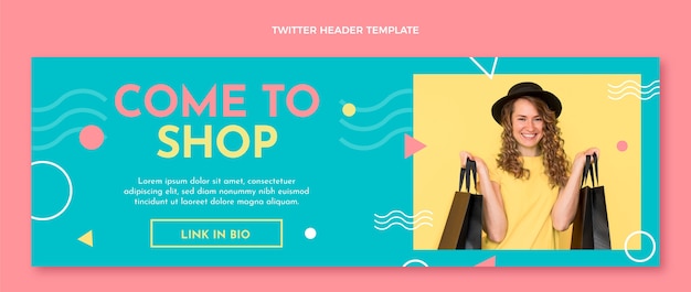 Encabezado de twitter de centro comercial plano
