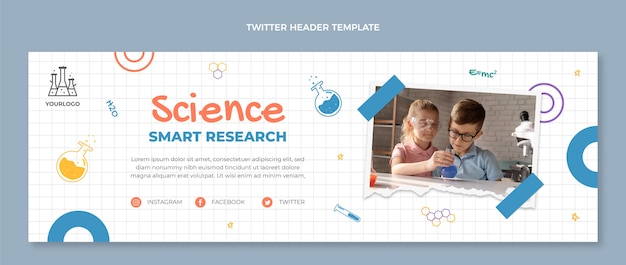 Encabezado de twitter de ciencia dibujado a mano