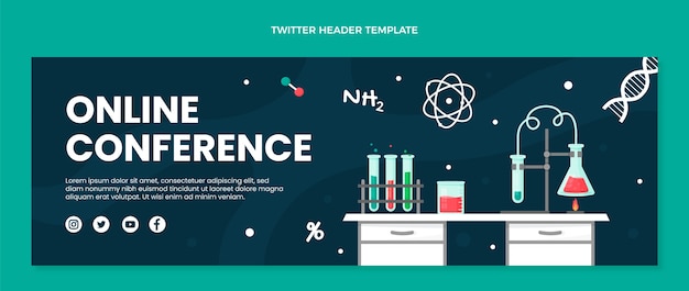 Vector gratuito encabezado de twitter de ciencia de diseño plano