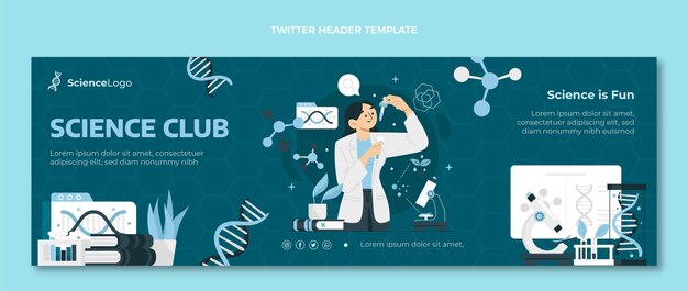 Encabezado de twitter de ciencia plana