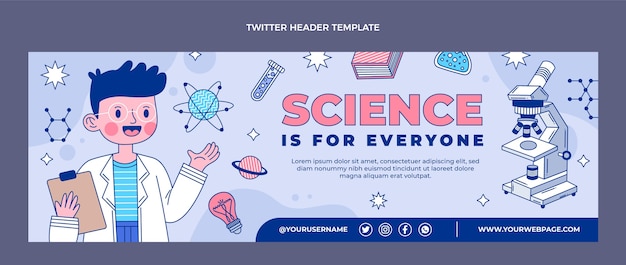 Vector gratuito encabezado de twitter de ciencia plana