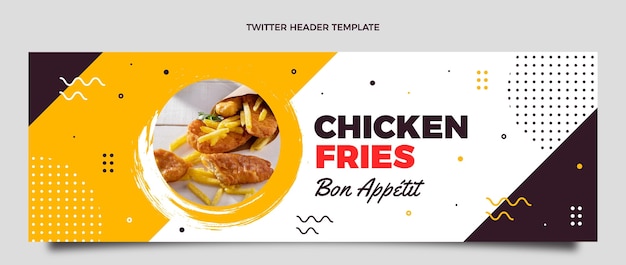 Encabezado de twitter de comida de diseño plano