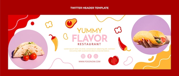 Vector gratuito encabezado de twitter de comida de diseño plano