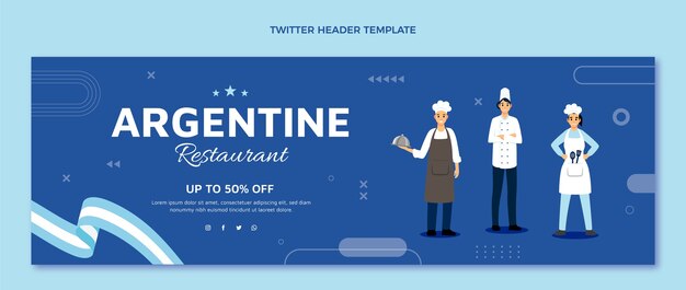 Encabezado de twitter de comida de diseño plano