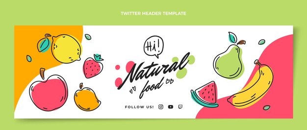 Encabezado de twitter de comida natural dibujado a mano
