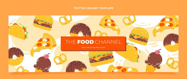 Encabezado de twitter de comida plana