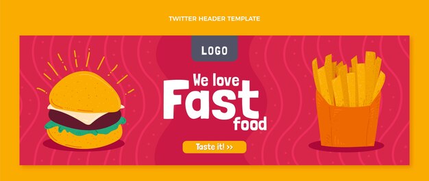 Encabezado de twitter de comida rápida dibujado a mano