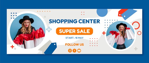 Encabezado de twitter de compras dibujado a mano