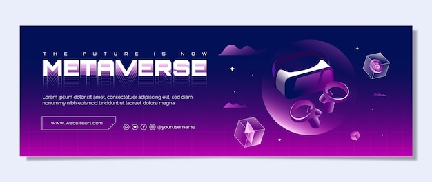 Encabezado de twitter de concepto de metaverso dibujado a mano