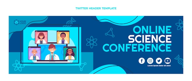 Encabezado de twitter de la conferencia científica de diseño plano