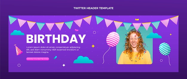 Encabezado de twitter de cumpleaños colorido degradado