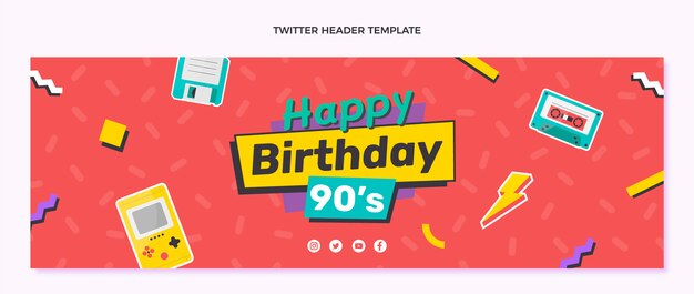 Encabezado de twitter de cumpleaños dibujado a mano