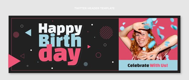 Encabezado de twitter de cumpleaños mínimo plano