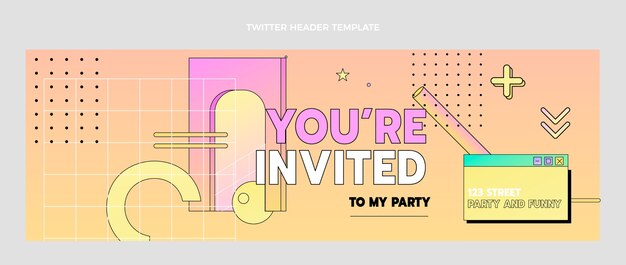 Encabezado de twitter de cumpleaños nostálgico de diseño plano de los 90