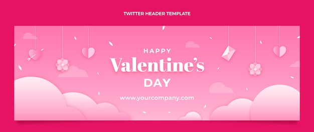 Encabezado de twitter del día de san valentín degradado