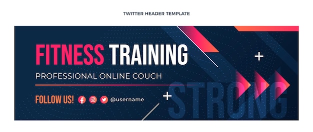 Encabezado de twitter de entrenamiento físico degradado
