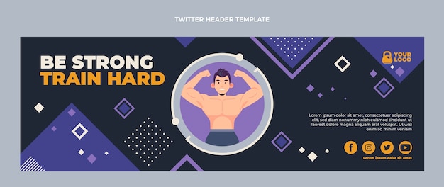 Vector gratuito encabezado de twitter de entrenamiento físico de diseño plano
