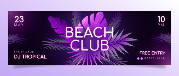 Encabezado de twitter de entretenimiento de club de playa