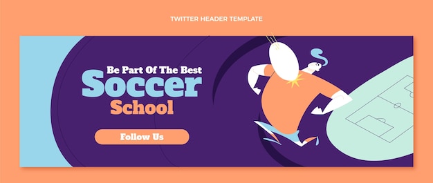 Vector gratuito encabezado de twitter de la escuela de fútbol plana