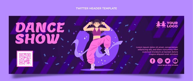 Encabezado de twitter de espectáculo de baile plano