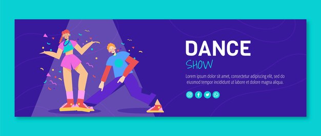 Encabezado de twitter de espectáculo de baile plano