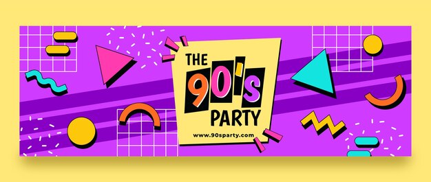 Encabezado de twitter de fiesta de los 90 plano