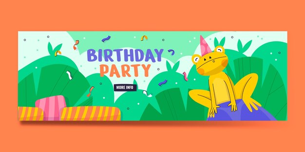 Vector gratuito encabezado de twitter de la fiesta de cumpleaños de la selva