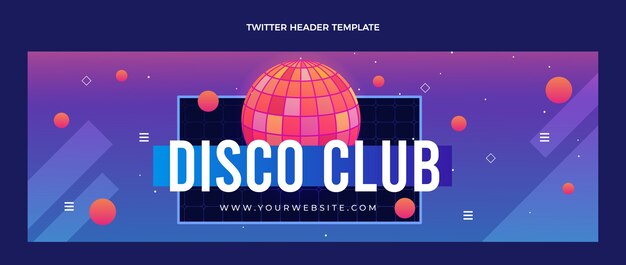 Encabezado de twitter de fiesta disco vaporwave degradado